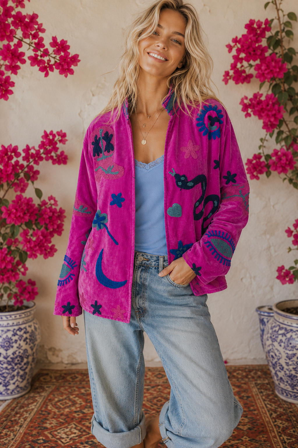 Warm Love velvet jacket - Fuchsia