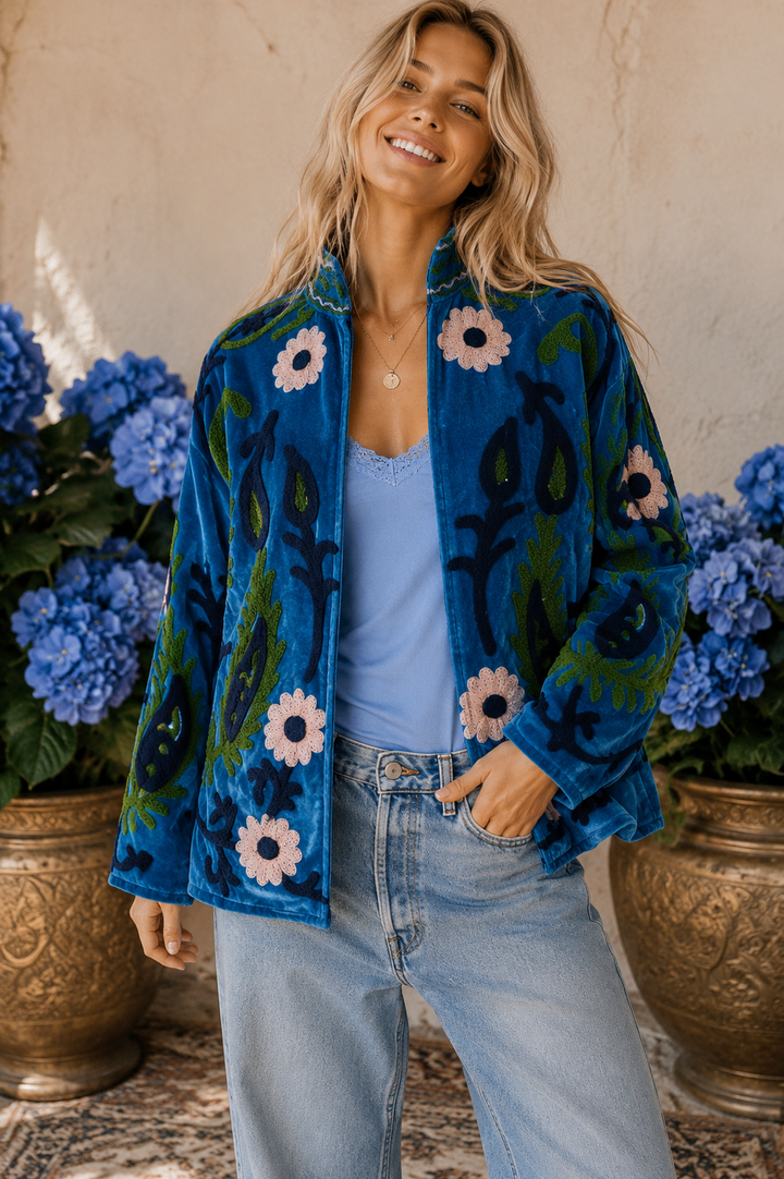 Warm Love velvet jacket - Blue