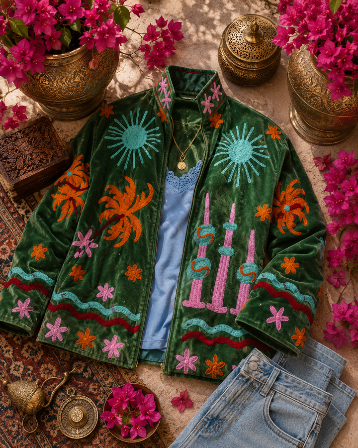 Warm Love velvet jacket - Green