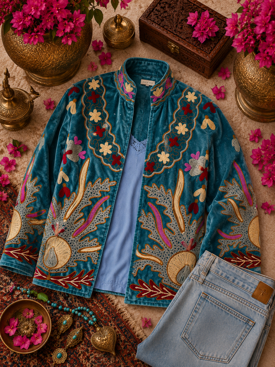 Warm Love velvet jacket - Teal