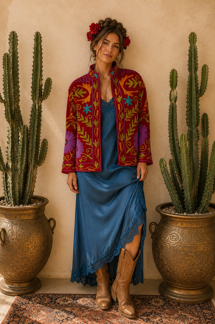 Warm Love velvet jacket - Scarlet