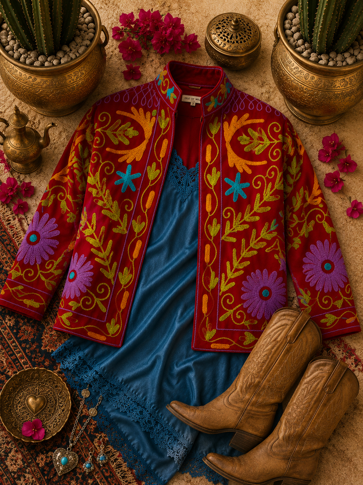 Warm Love velvet jacket - Scarlet