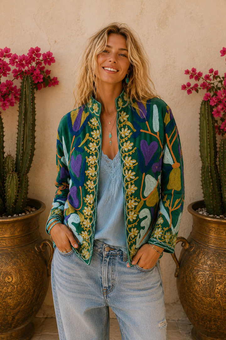 Warm Love velvet jacket - Turquoise