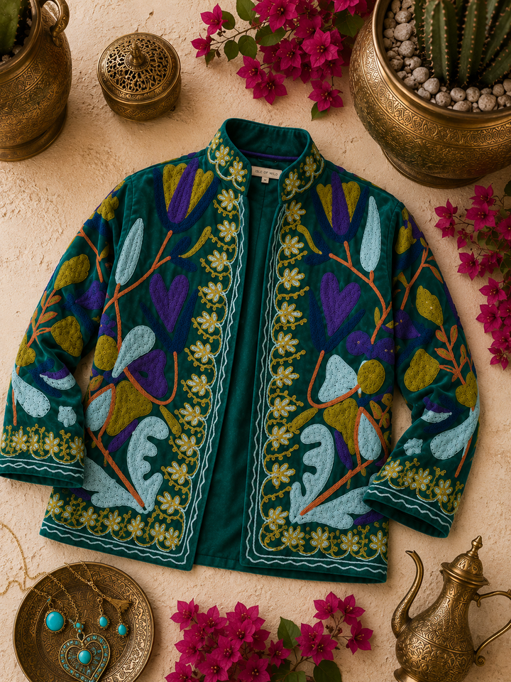Warm Love velvet jacket - Turquoise