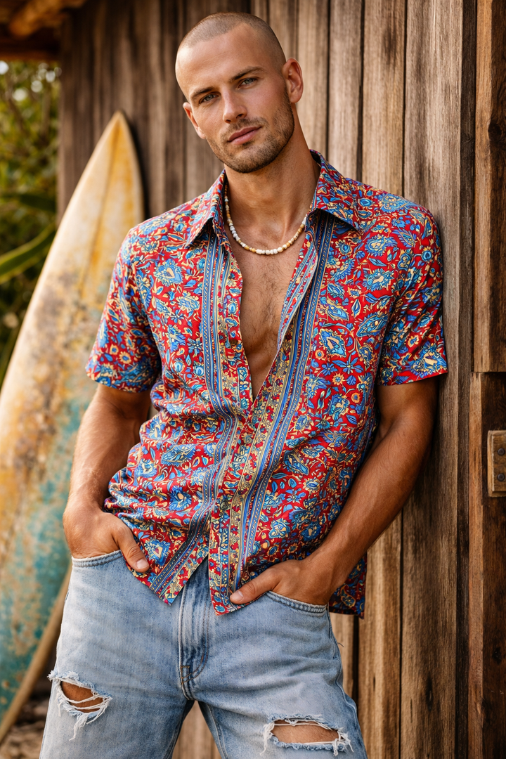 Rad dad silk shirt ~ Red