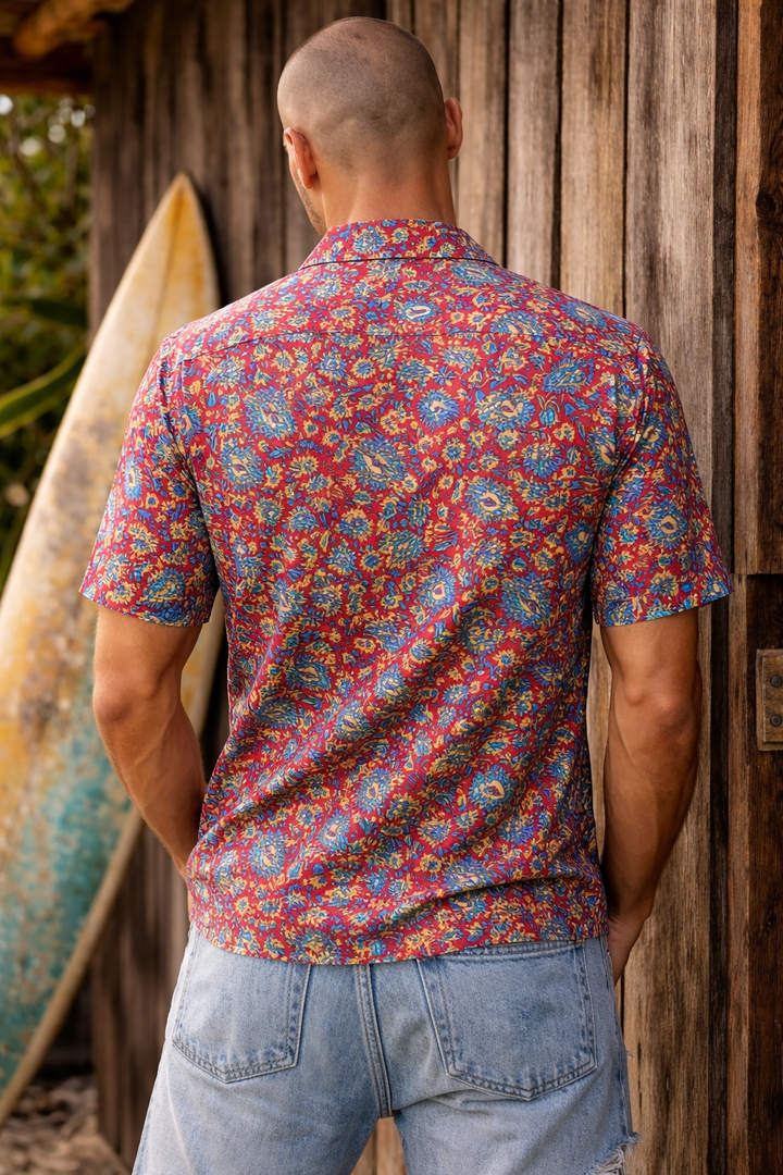 Rad dad silk shirt ~ Red