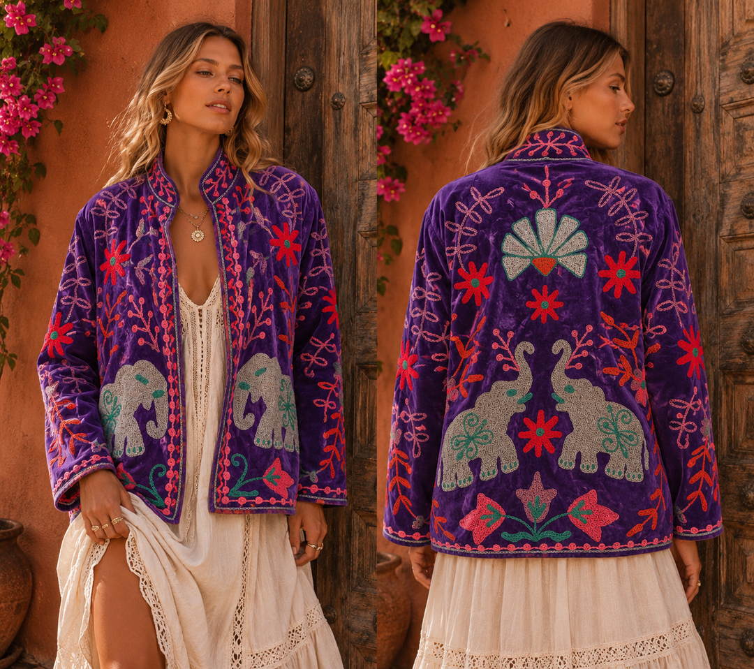 Warm Love velvet jacket - Elephant