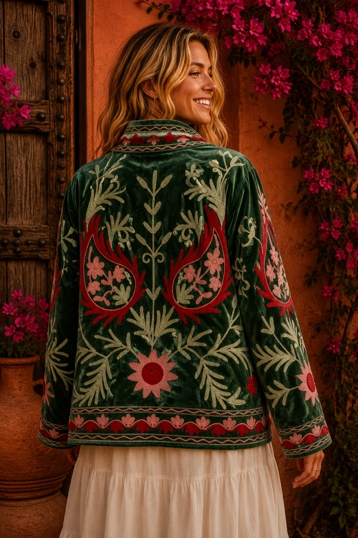 Warm Love velvet jacket - Green