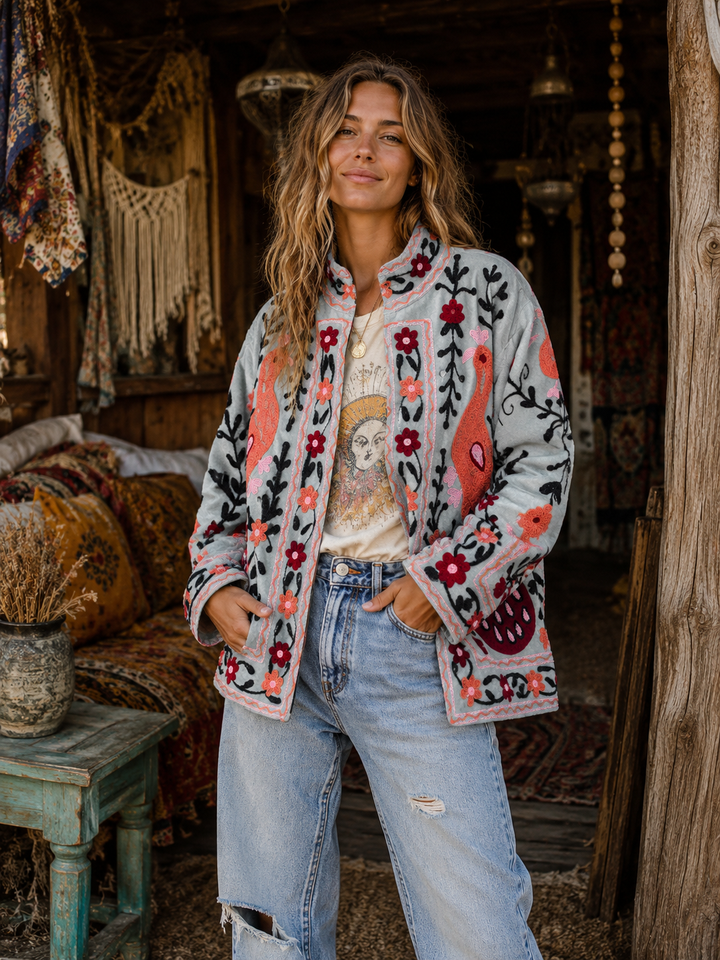 Warm Love Velvet Jacket - Dusty Blue
