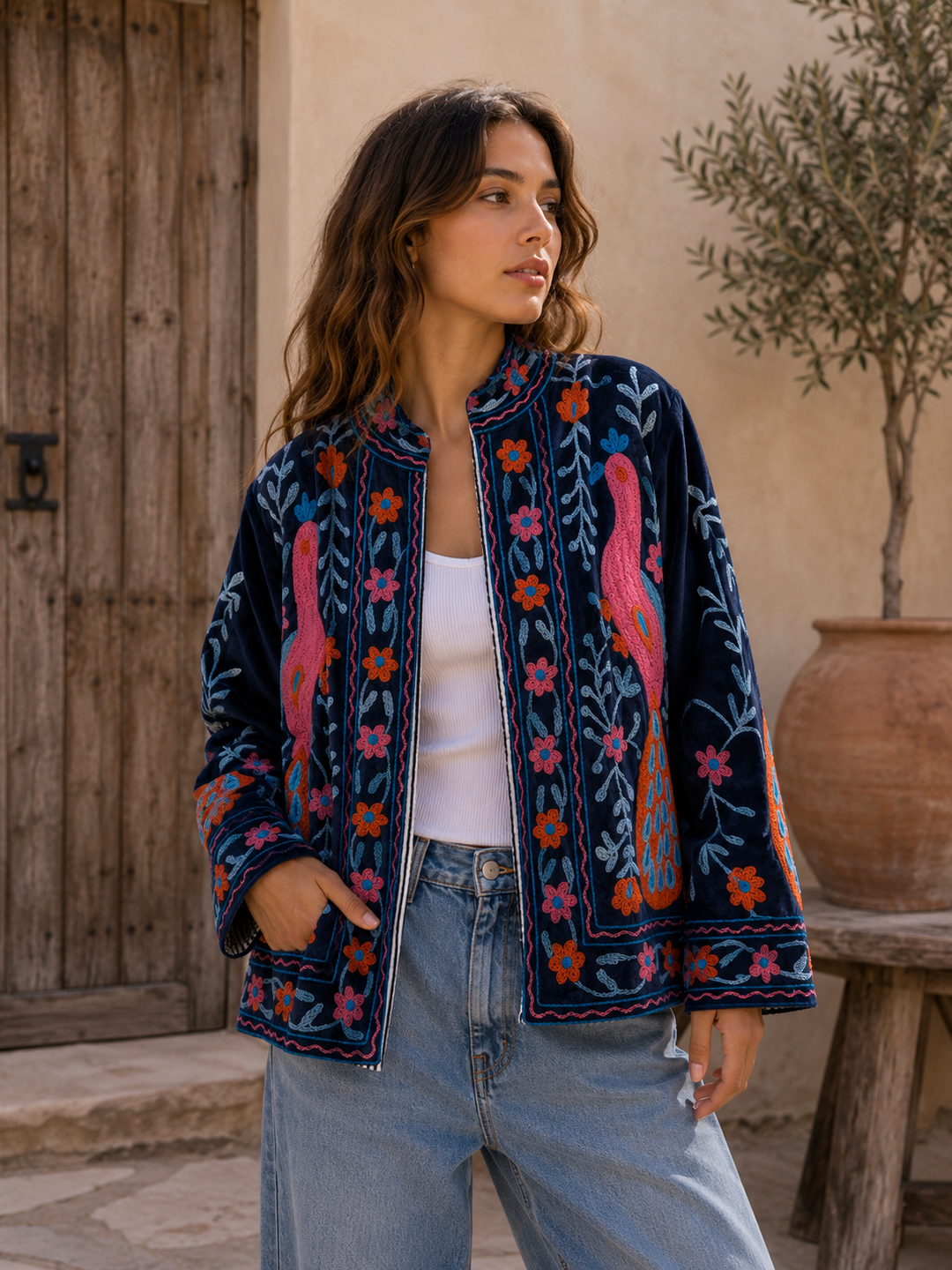 Warm Love velvet jacket - midnight peacock