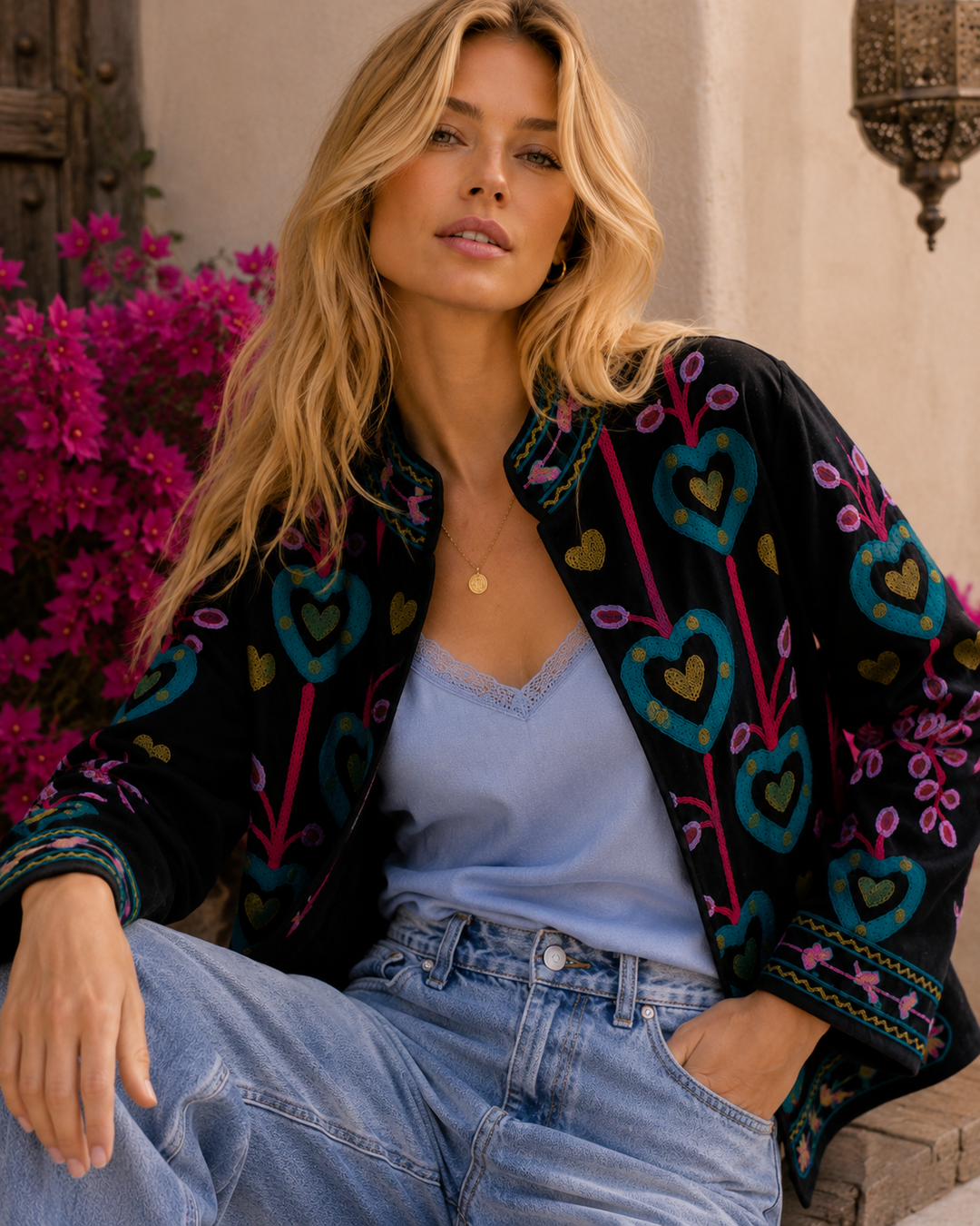 Warm Love velvet jacket - Hearts