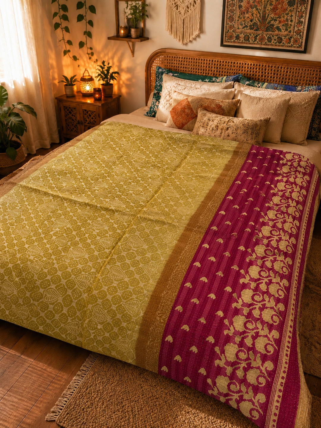 Vintage Indian Kantha Quilt – Single