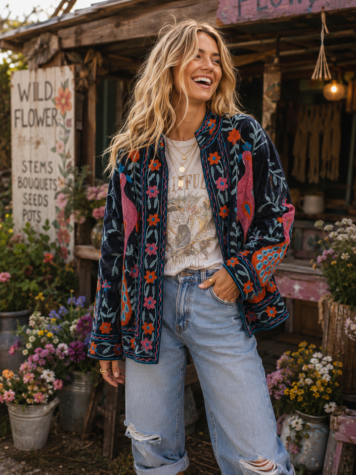 Warm Love velvet jacket - midnight peacock