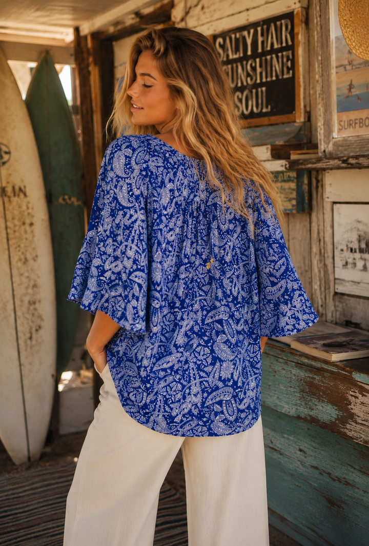 Sunflower Top ~ China Blue