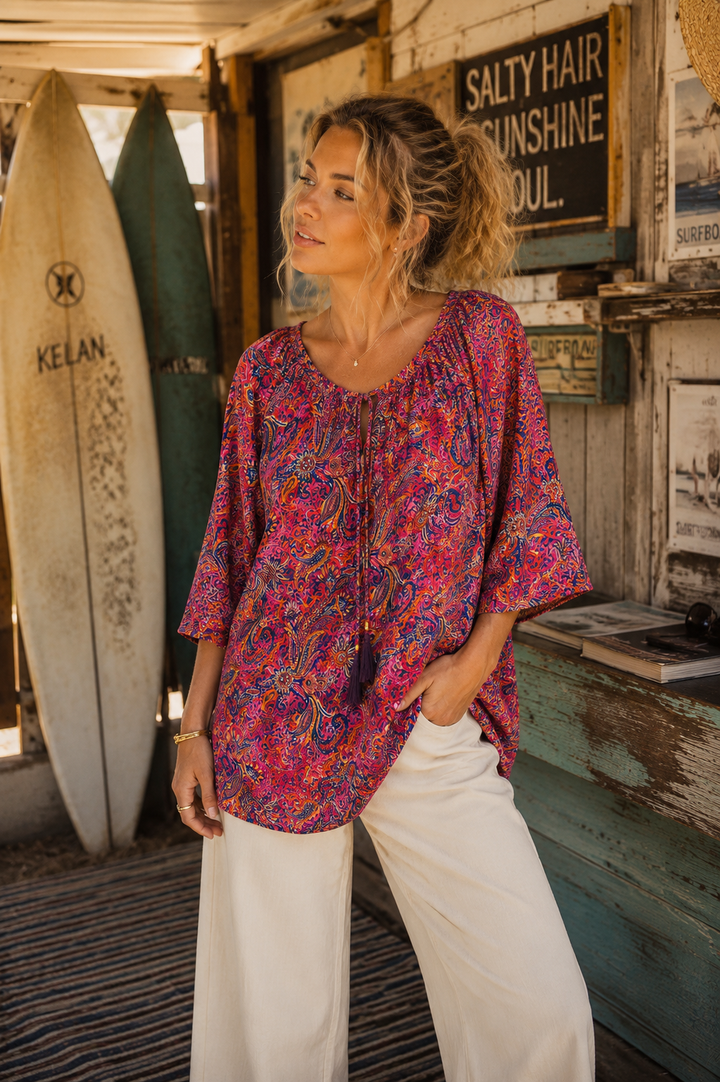Sunflower Top ~ Fuchsia Pink