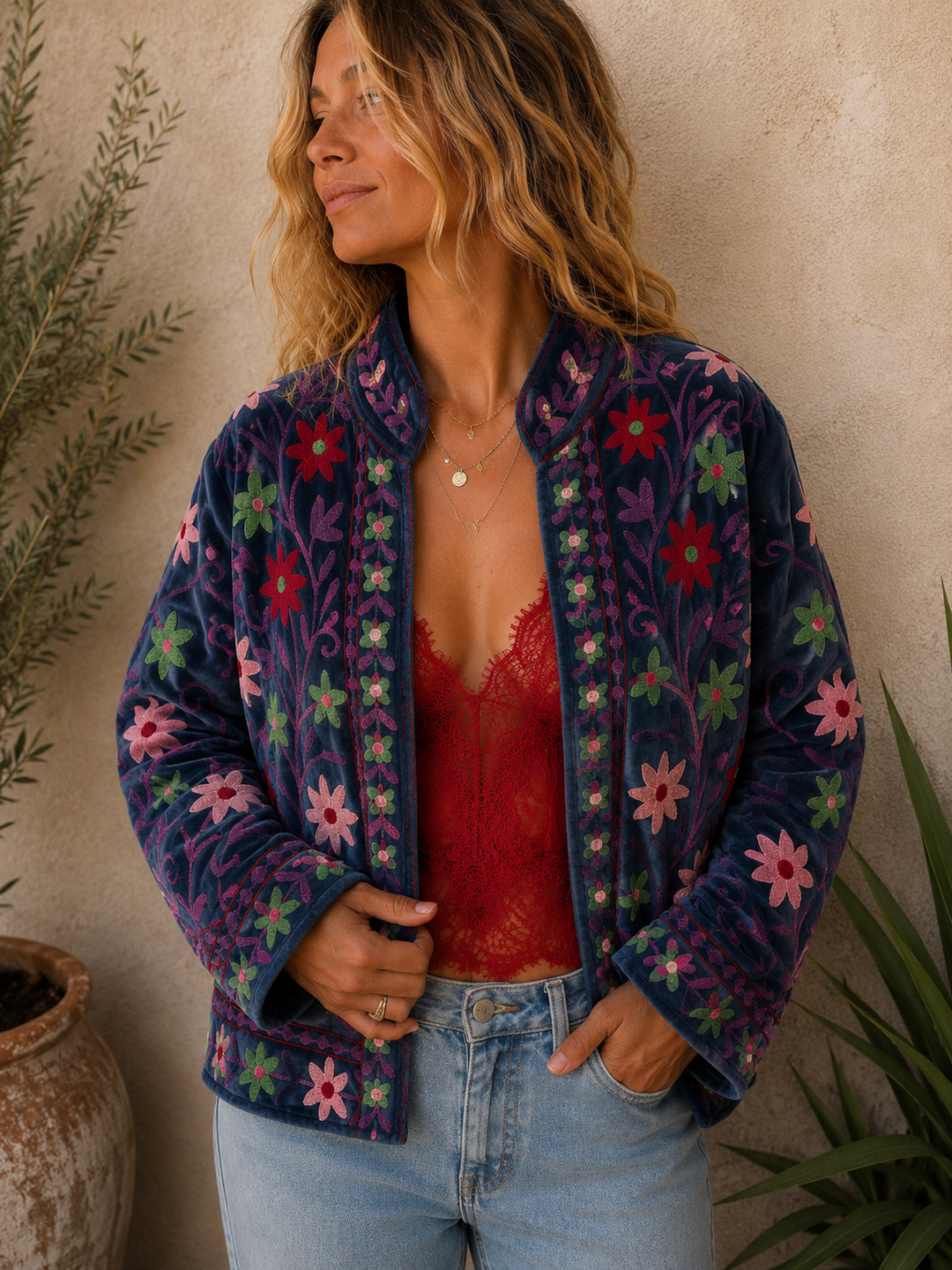 Warm Love velvet jacket - Navy