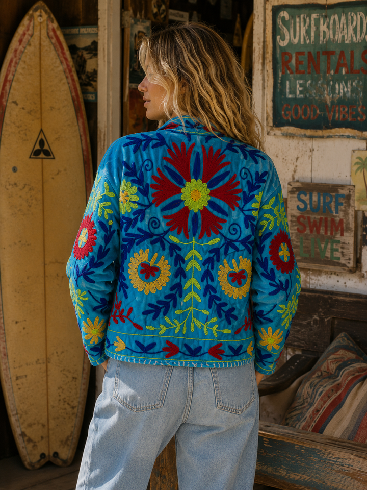 Warm Love velvet jacket - Turquoise