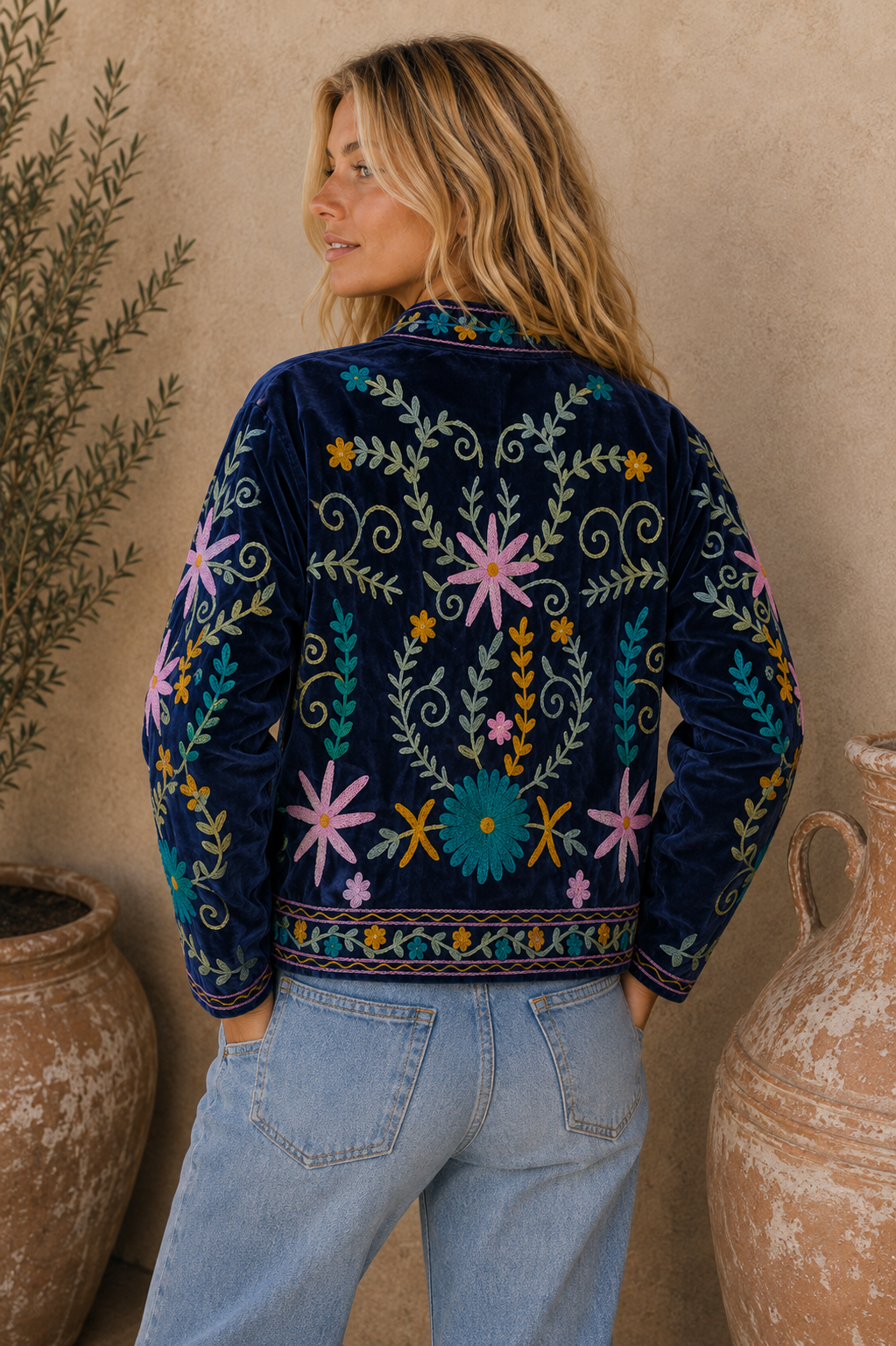 Warm Love velvet jacket - Navy