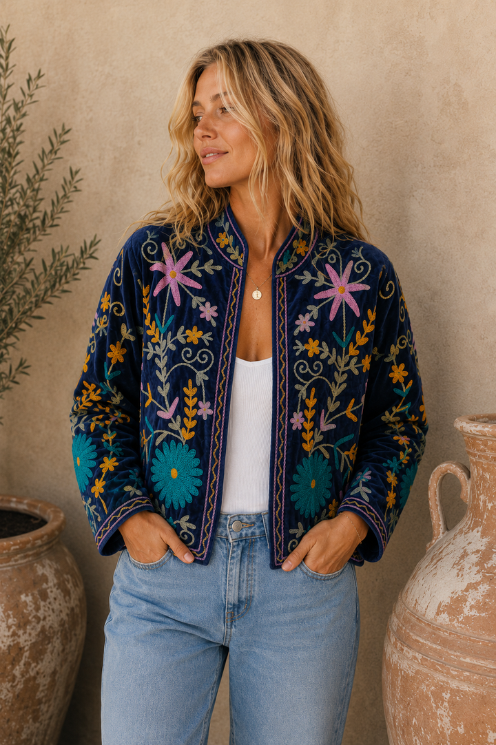 Warm Love velvet jacket - Navy