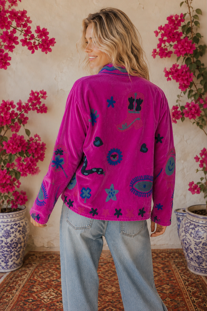 Warm Love velvet jacket - Fuchsia