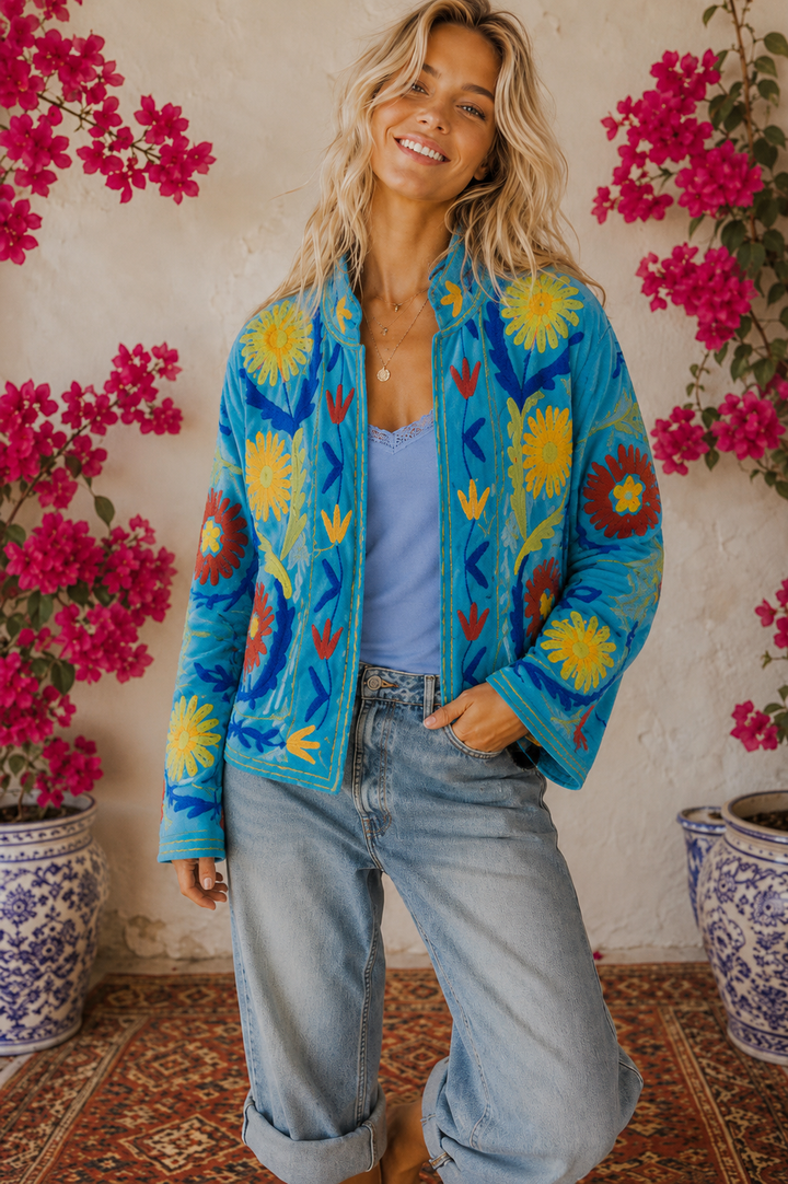 Warm Love velvet jacket - Turquoise