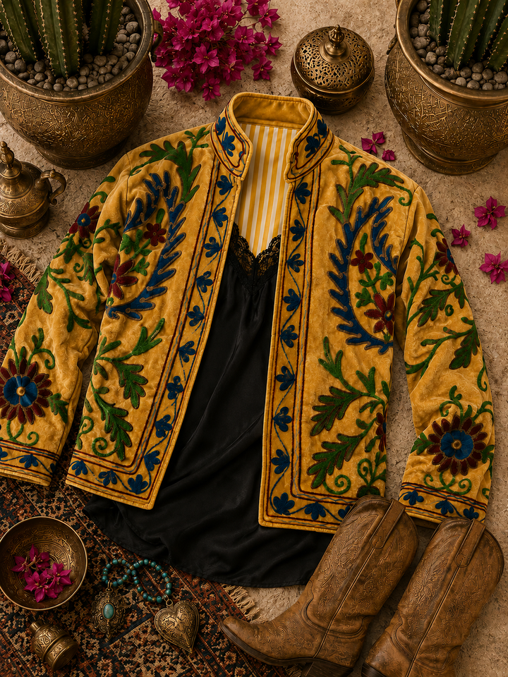 Warm Love Velvet Jacket - Sunflower