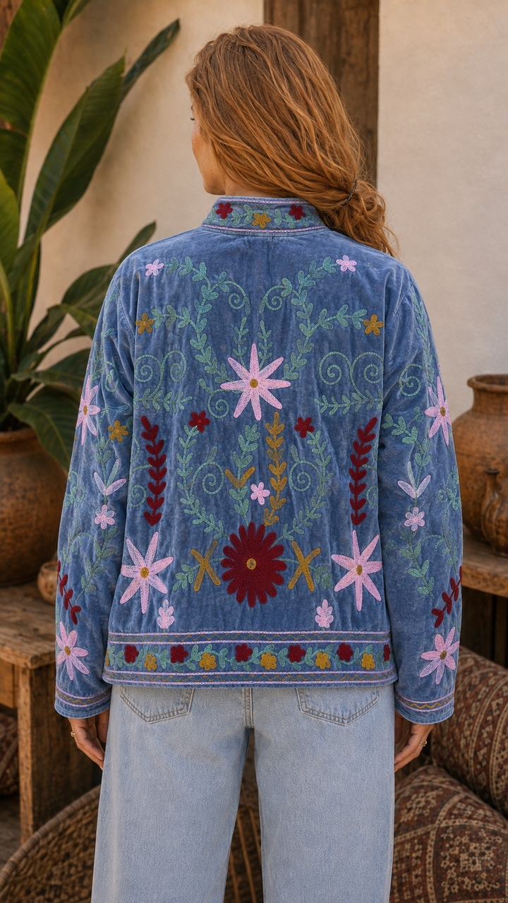 Warm Love Velvet Jacket - Sky